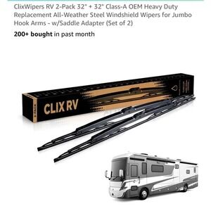 Clix Wipers RV 2-Pack 32" + 32" Heavy Duty All-Weather Windshield Wiper Blades